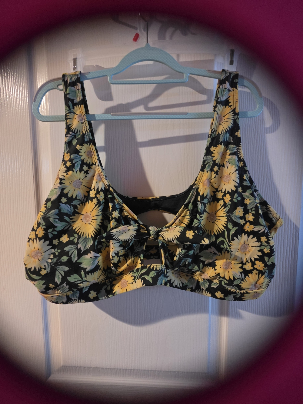 Never Worn Floral Tie-Front Bikini Top in Yellow & Green